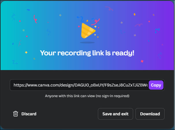 canva presentaion save recording