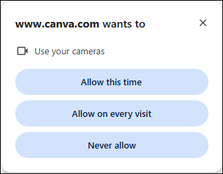 canva web camera permission