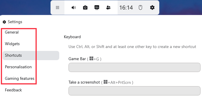 change Game Bar settings