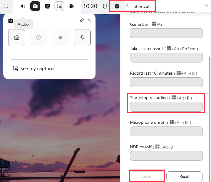 change game bar shortcuts