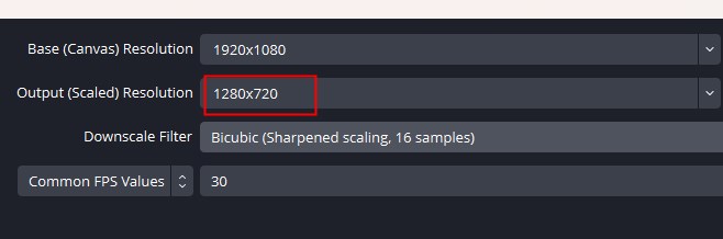 Ausgabeauflösung in 1280 720 ändern