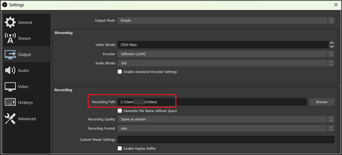 OBS Forçar Parada de Gravação