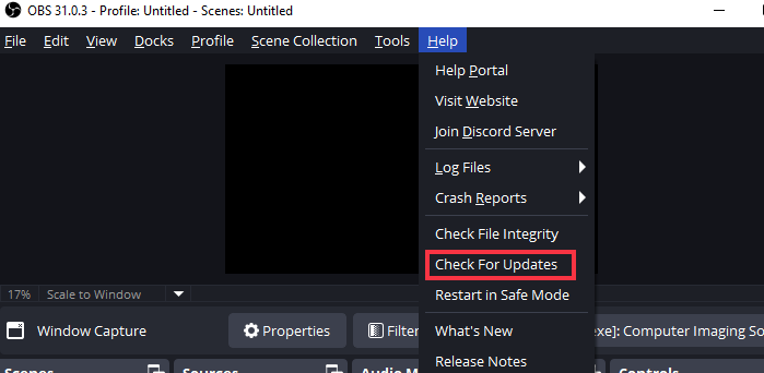 check for update obs