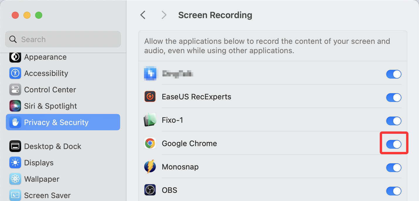 check permission box chrome 
