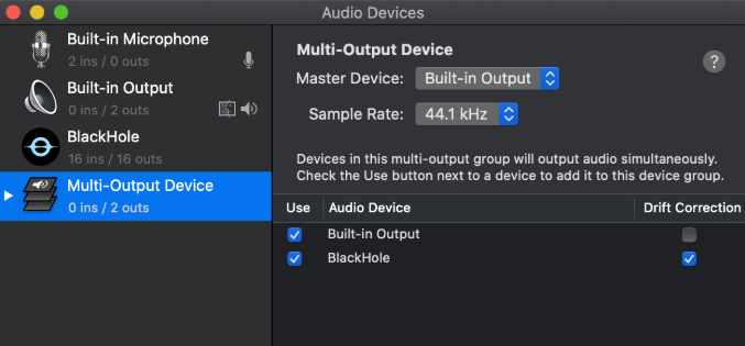 choose blackhole and built in output