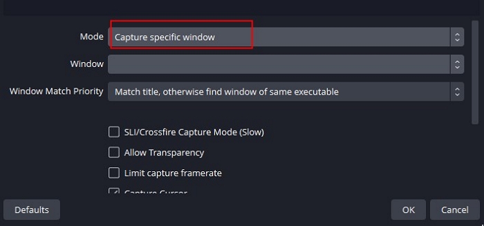 choose capture specific window