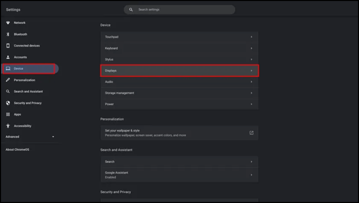 Wählen Sie Displays
