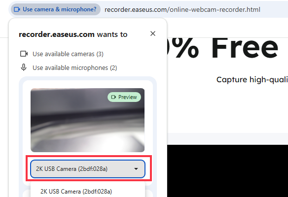 choose external webcam