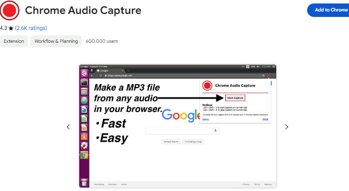 chrome audio capture extension
