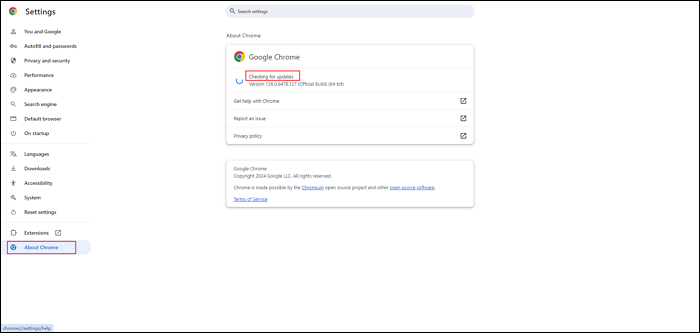 chrome check for-updates