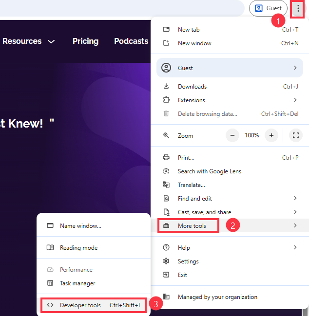 chrome developer tools