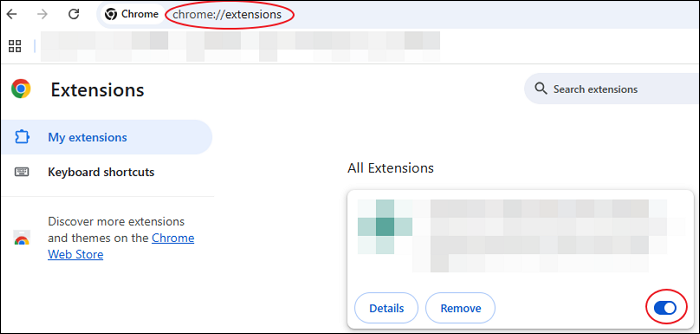 chrome desabilita extensão do navegador