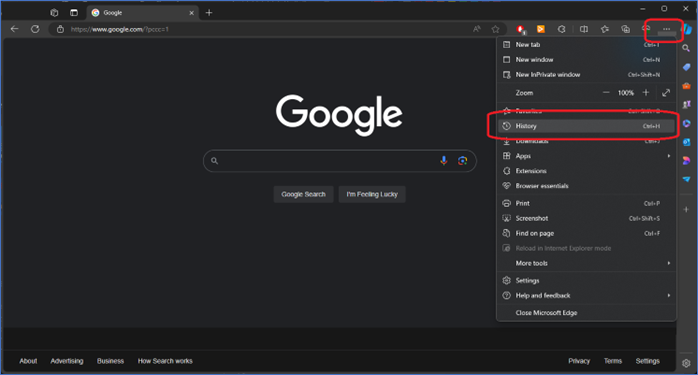 Option 'Chromverlauf