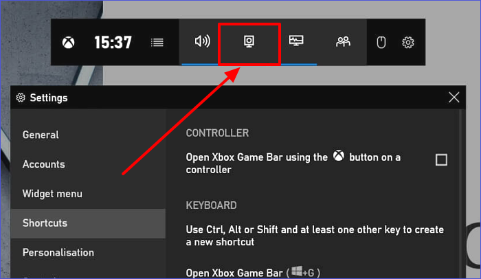 click camera start recording