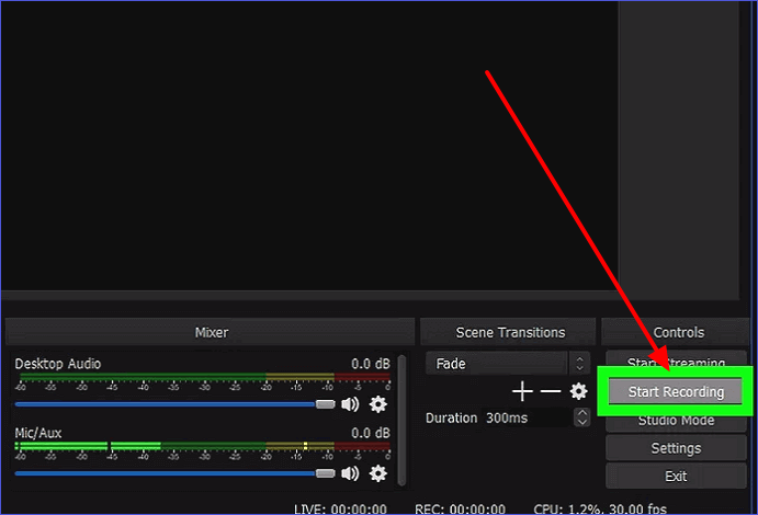 點選開始錄製 obs stuido
