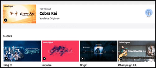 Plus-Symbol auf YouTube TV