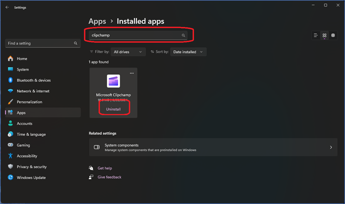 clipchamp apps deinstallieren