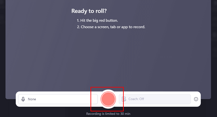 clipchamp clique no botão vermelho para gravar