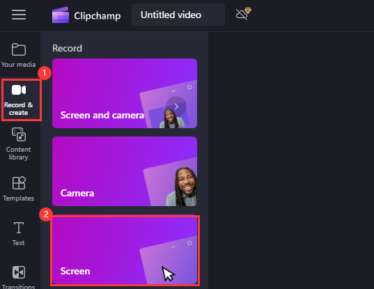 modo de grabación de pantalla clipchamp