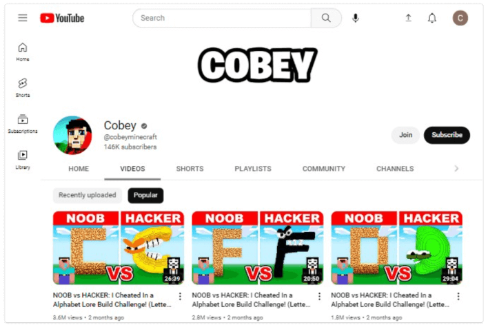 Canal Cobey no YouTube