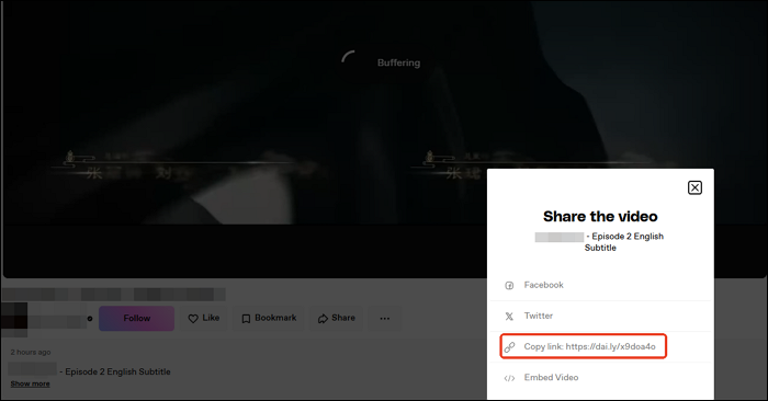 copiar url do vídeo dailymotion