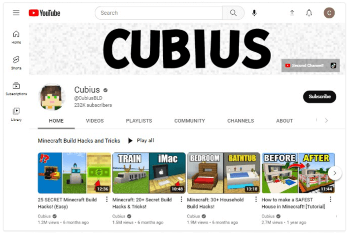 Canal Cubius no YouTube