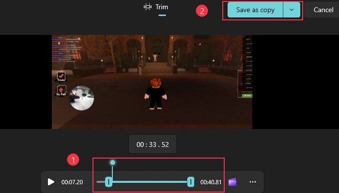 cut and save trimmed video
