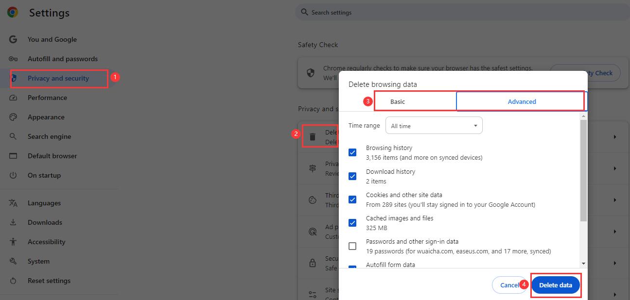 Browserdaten löschen