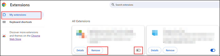 Erweiterungen deaktivieren