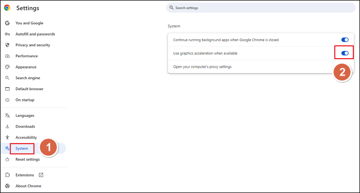 disable  hardware acceleration on chrome