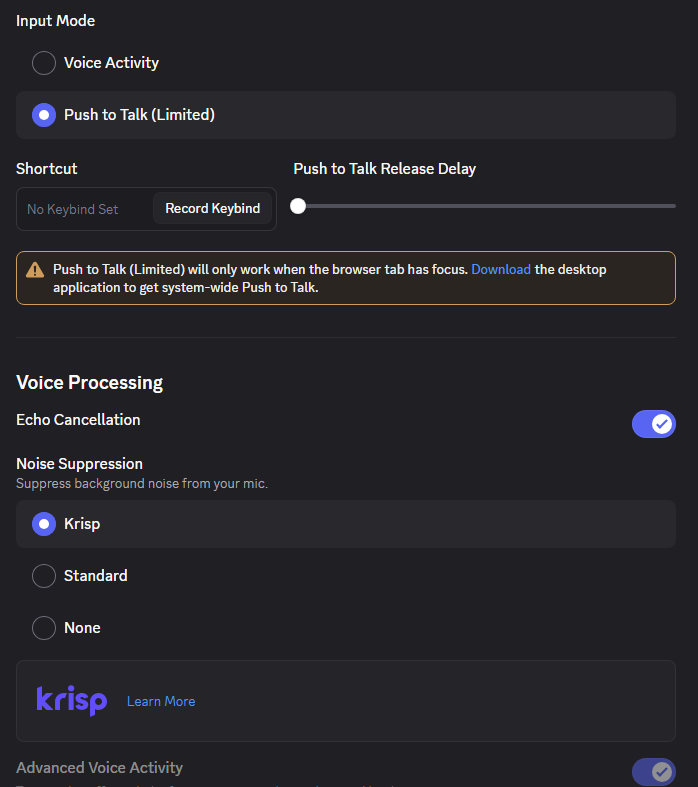discord audio adjustment