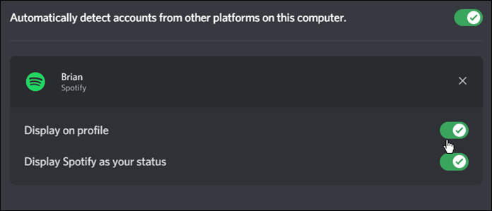 Anzeige im Profil Spotify
