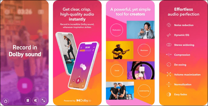 Dolby On 螢幕錄影 app 介面