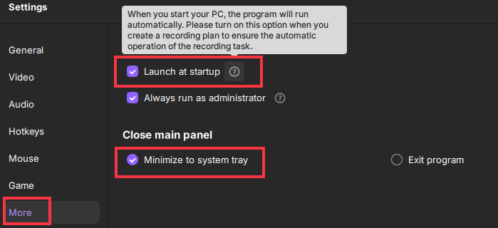 easeus more settings