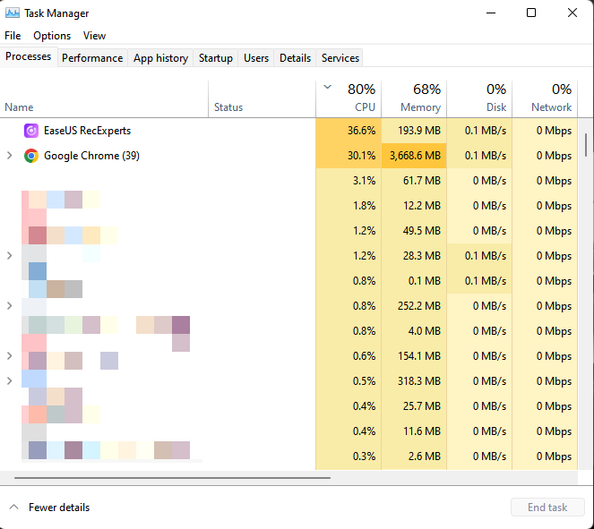 easeus recexperts cpu usage