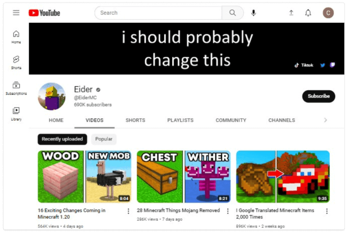 Canal do Éider no YouTube