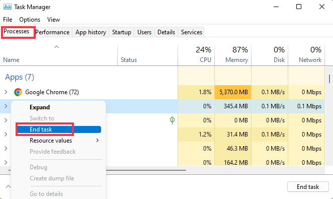 end tasks via task manager