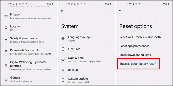 Android-Gerät Werkseinstellung