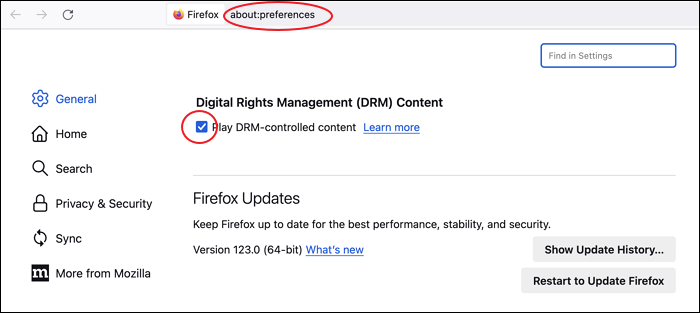 Firefox: Geschützten Inhalt aktivieren