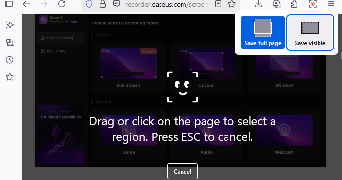 recurso de salvar página inteira do Firefox