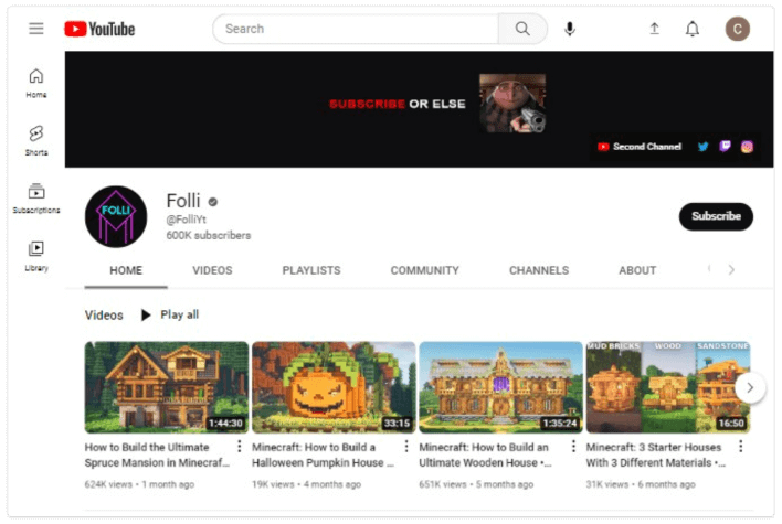 Canal Folli no YouTube
