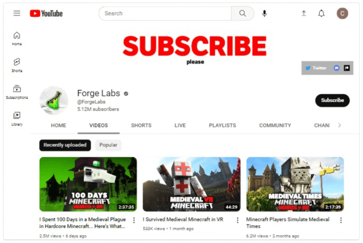 Canal do Forge Labs no YouTube