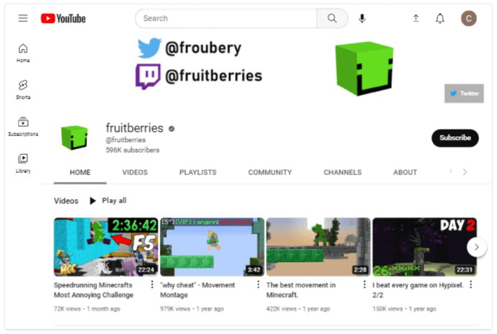 canal de frutas no YouTube