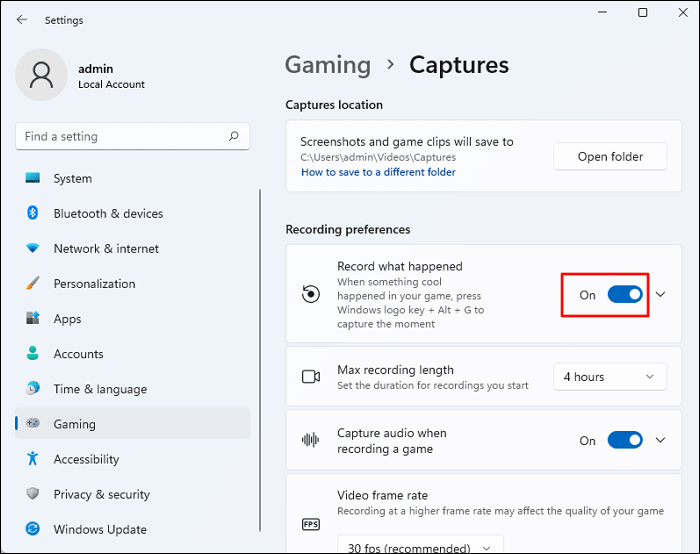 game bar record what happened
