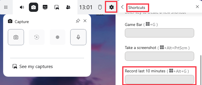 game bar recording shortcut