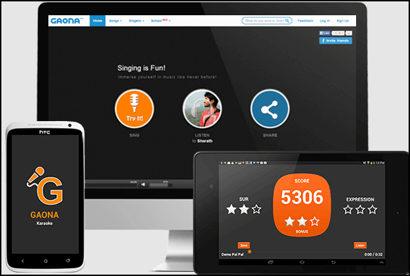 Interface GaoNa em telas diferentes