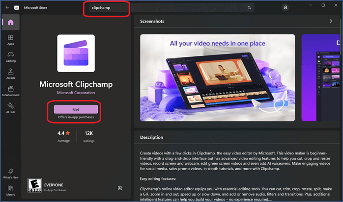 get button clipchamp