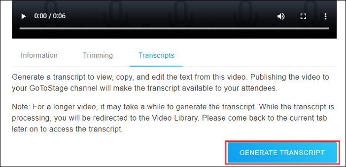 función de transcripción de gotowebinar