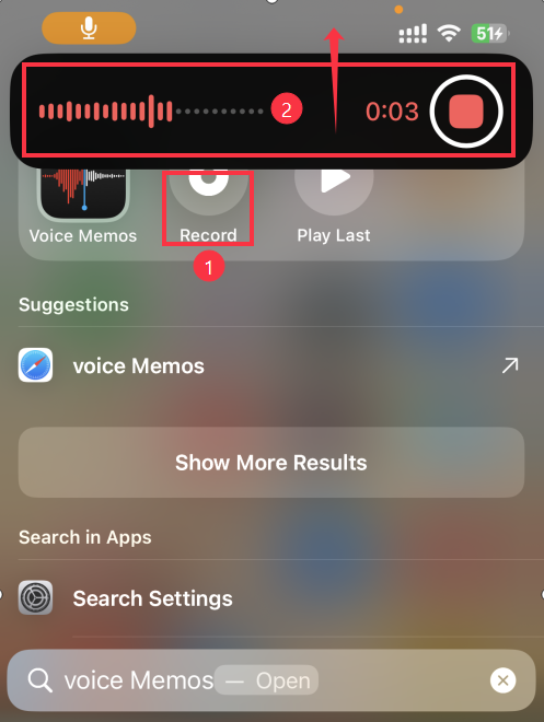 hit record and minimize recording bar