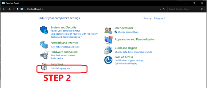 Desinstalar um programa